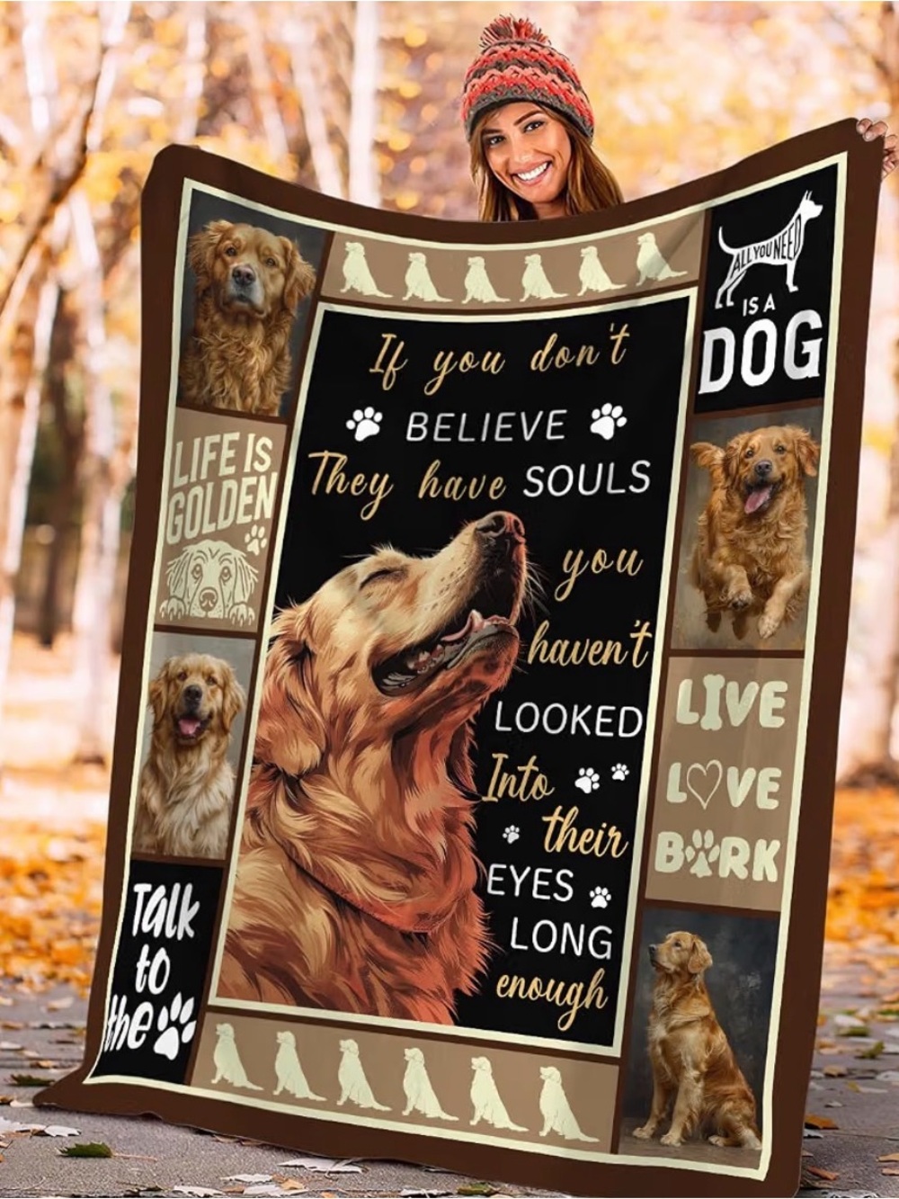 Golden Retriever Dog Blanket - Brown and Tan 40x50